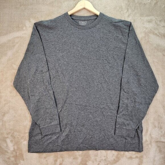 L.L.Bean Traditional Fit T-Shirt Pullover Gray Long Sleeve Men's Sz XXL 2XL Tall - Picture 1 of 10